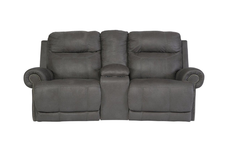 Austere Gray Reclining Loveseat with Console - Gate FurnitureLoveseat