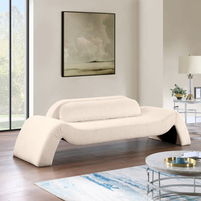 Austin 107" Corduroy Upholstered Sofa in Beige - 44009Beige-S