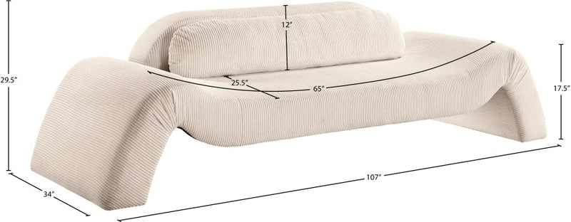 Austin 107" Corduroy Upholstered Sofa in Beige - 44009Beige-S