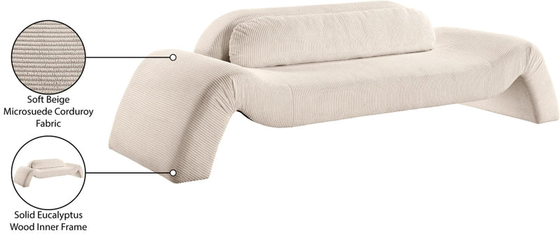 Austin 107" Corduroy Upholstered Sofa in Beige - 44009Beige-S
