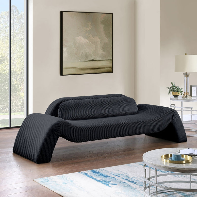 Austin 107" Corduroy Upholstered Sofa in Black - 44009Black-S