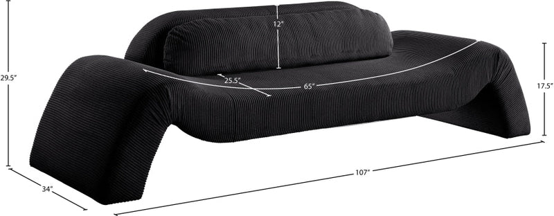 Austin 107" Corduroy Upholstered Sofa in Black - 44009Black-S