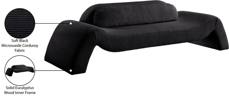 Austin 107" Corduroy Upholstered Sofa in Black - 44009Black-S
