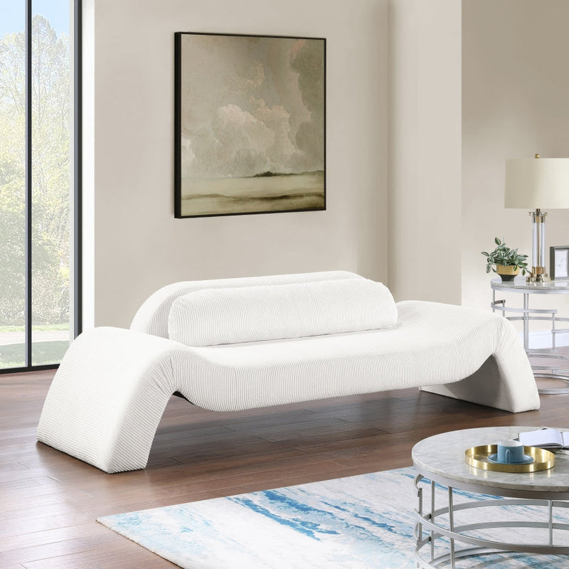 Austin 107" Corduroy Upholstered Sofa in Cream - 44009Cream-S