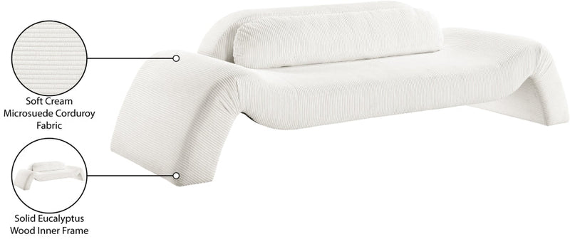 Austin 107" Corduroy Upholstered Sofa in Cream - 44009Cream-S