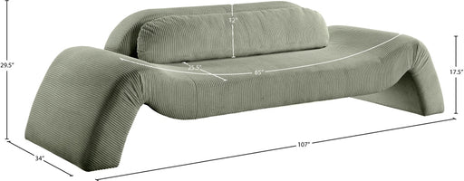 Austin 107" Corduroy Upholstered Sofa in Green - 44009Green-S