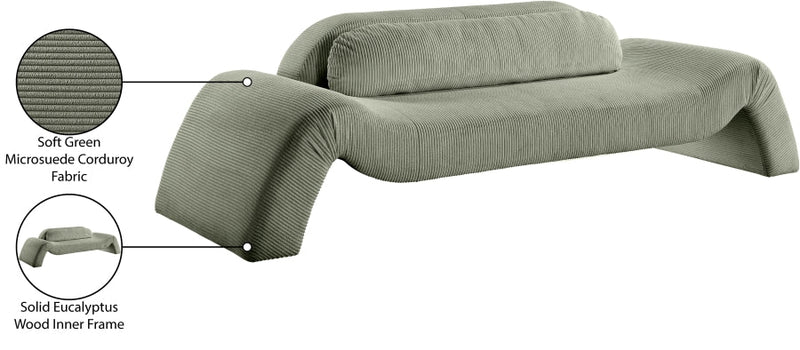 Austin 107" Corduroy Upholstered Sofa in Green - 44009Green-S