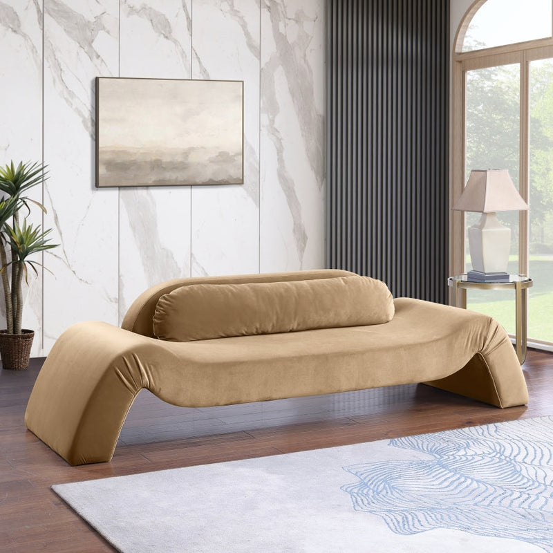 Austin 107" Velvet Upholstered Upholstered Sofa in Beige - 44008Beige-S