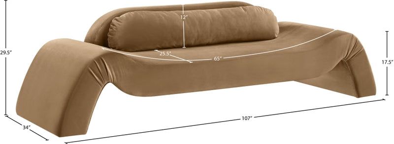 Austin 107" Velvet Upholstered Upholstered Sofa in Beige - 44008Beige-S
