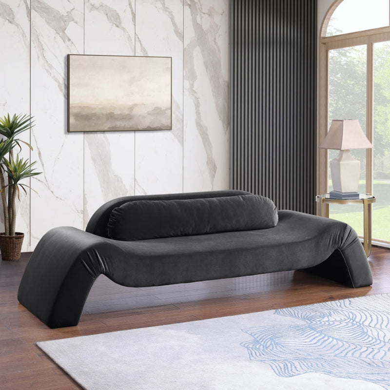 Austin 107" Velvet Upholstered Upholstered Sofa in Black - 44008Black-S