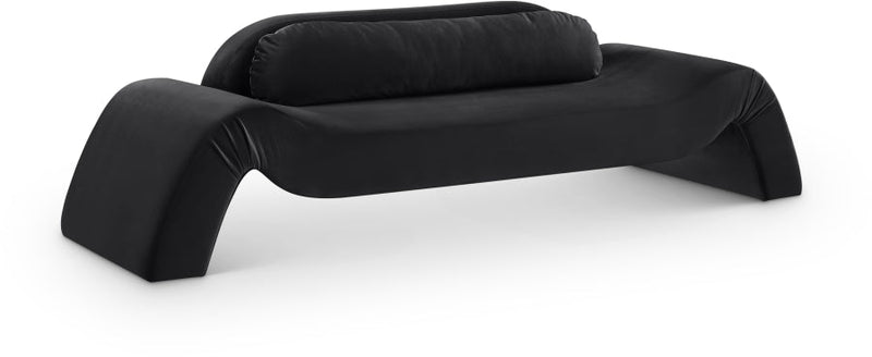 Austin 107" Velvet Upholstered Upholstered Sofa in Black - 44008Black-S