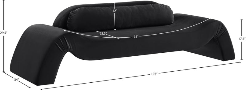 Austin 107" Velvet Upholstered Upholstered Sofa in Black - 44008Black-S