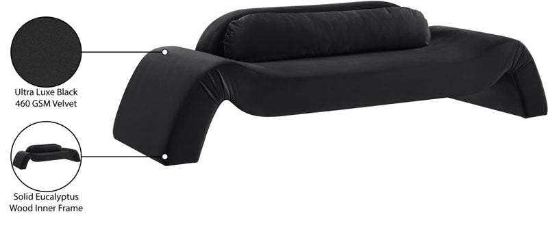 Austin 107" Velvet Upholstered Upholstered Sofa in Black - 44008Black-S