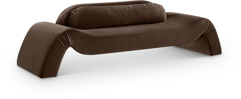 Austin 107" Velvet Upholstered Upholstered Sofa in Brown - 44008Brown-S