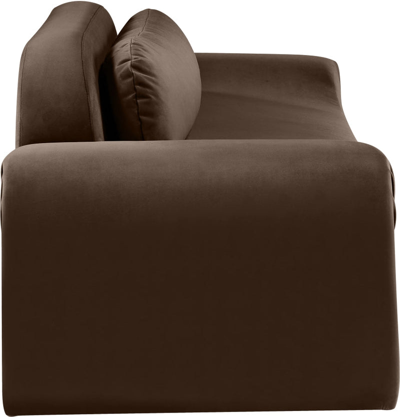 Austin 107" Velvet Upholstered Upholstered Sofa in Brown - 44008Brown-S