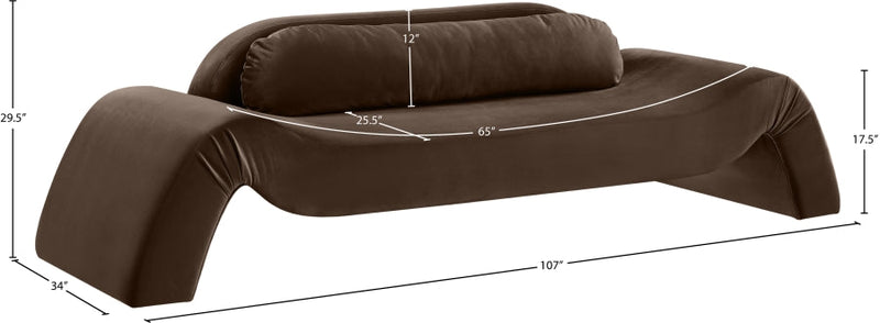Austin 107" Velvet Upholstered Upholstered Sofa in Brown - 44008Brown-S