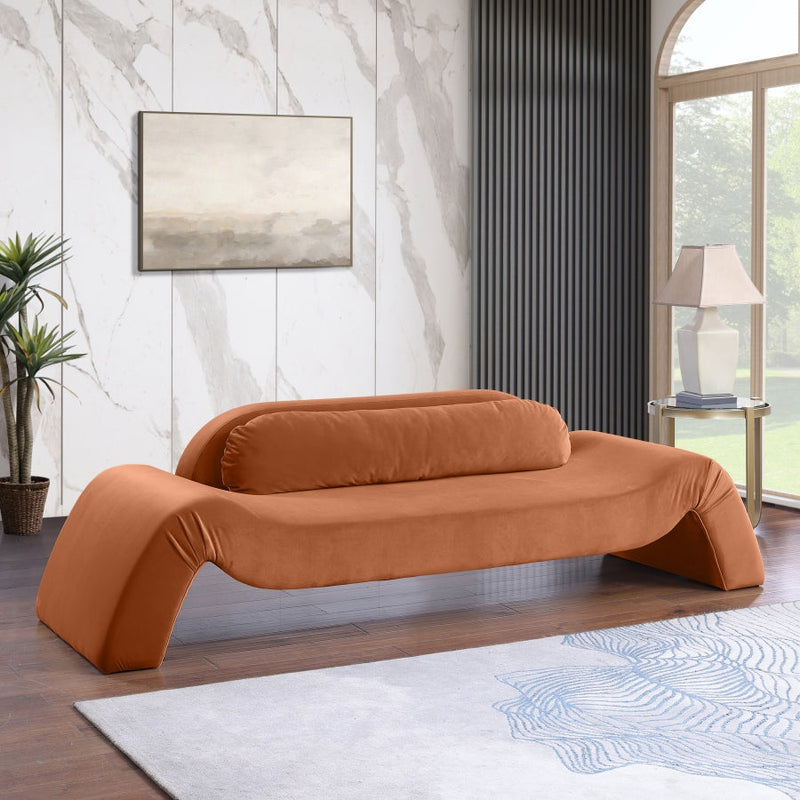 Austin 107" Velvet Upholstered Upholstered Sofa in Cognac - 44008Cognac-S
