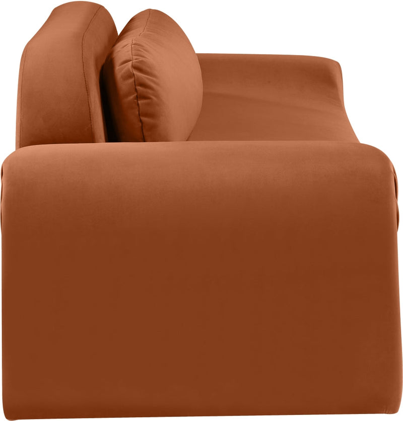 Austin 107" Velvet Upholstered Upholstered Sofa in Cognac - 44008Cognac-S