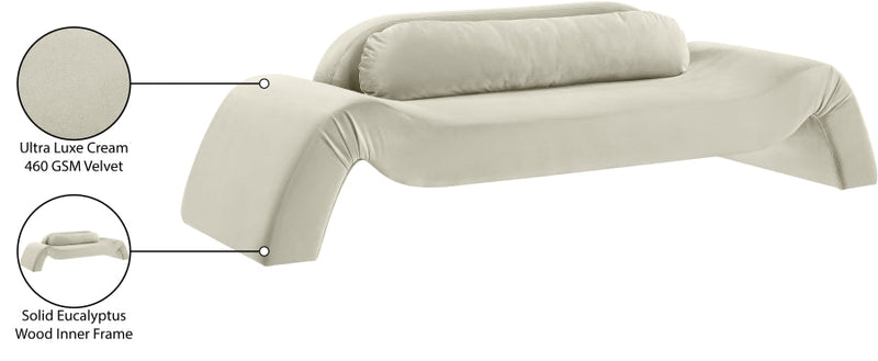 Austin 107" Velvet Upholstered Upholstered Sofa in Cream - 44008Cream-S