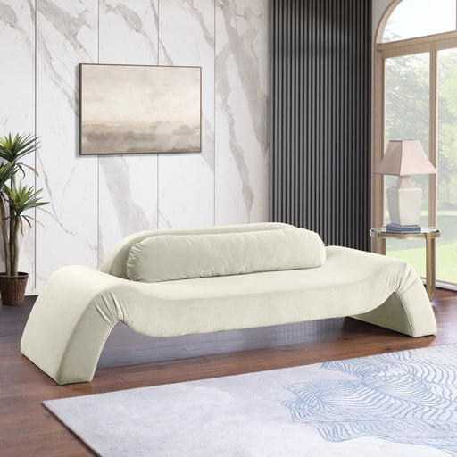 Austin 107" Velvet Upholstered Upholstered Sofa in Cream - 44008Cream-S