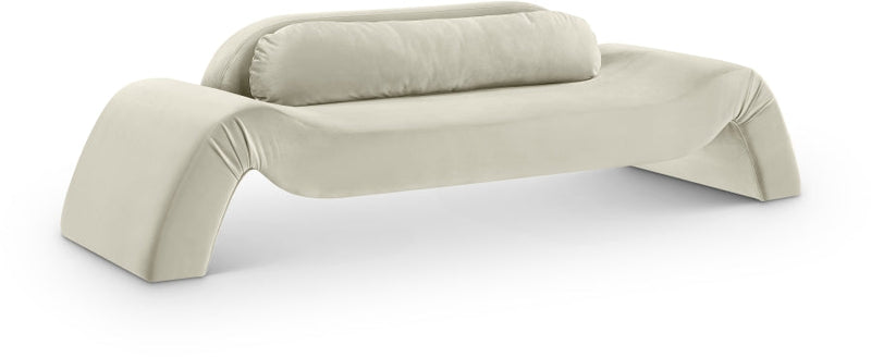 Austin 107" Velvet Upholstered Upholstered Sofa in Cream - 44008Cream-S