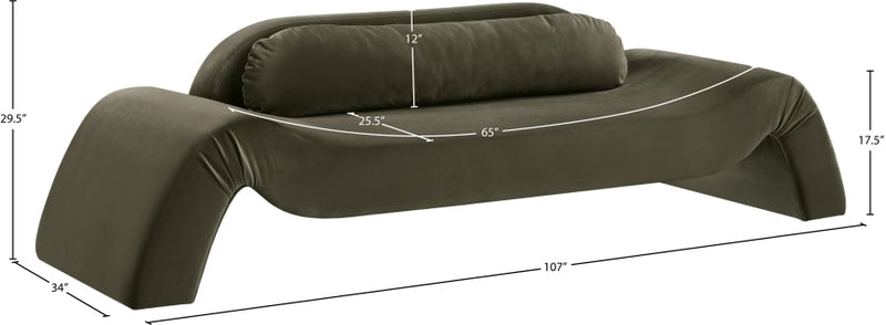 Austin 107" Velvet Upholstered Upholstered Sofa in Green - 44008Green-S
