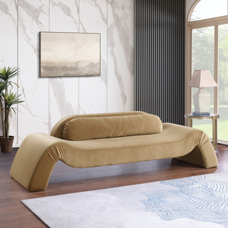 Austin 107" Velvet Upholstered Upholstered Sofa in Saddle - 44008Saddle-S