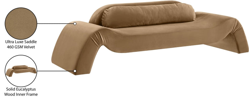 Austin 107" Velvet Upholstered Upholstered Sofa in Saddle - 44008Saddle-S