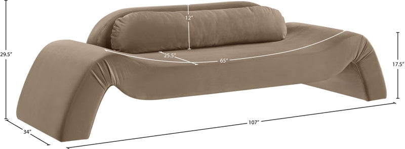 Austin 107" Velvet Upholstered Upholstered Sofa in Taupe - 44008Taupe-S