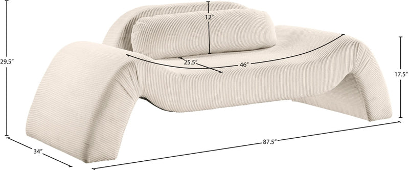 Austin 87.5" Corduroy Upholstered Loveseat in Beige - 44009Beige-L