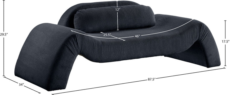 Austin 87.5" Corduroy Upholstered Loveseat in Black - 44009Black-L