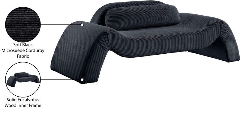 Austin 87.5" Corduroy Upholstered Loveseat in Black - 44009Black-L