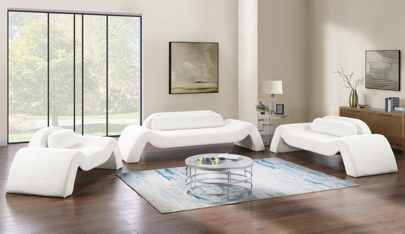 Austin 87.5" Corduroy Upholstered Loveseat in Cream - 44009Cream-L