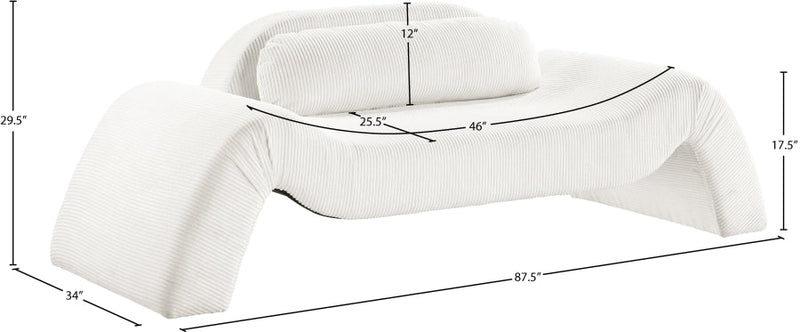 Austin 87.5" Corduroy Upholstered Loveseat in Cream - 44009Cream-L
