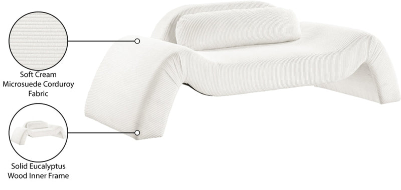 Austin 87.5" Corduroy Upholstered Loveseat in Cream - 44009Cream-L