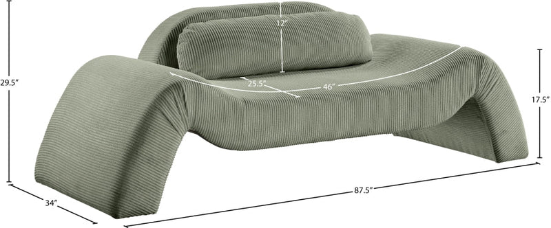 Austin 87.5" Corduroy Upholstered Loveseat in Green - 44009Green-L
