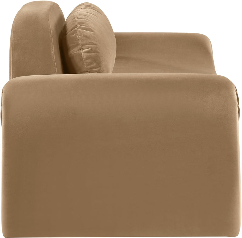 Austin 87.5" Velvet Upholstered Upholstered Loveseat in Beige - 44008Beige-L