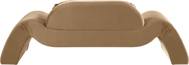 Austin 87.5" Velvet Upholstered Upholstered Loveseat in Beige - 44008Beige-L