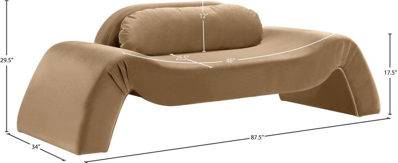 Austin 87.5" Velvet Upholstered Upholstered Loveseat in Beige - 44008Beige-L
