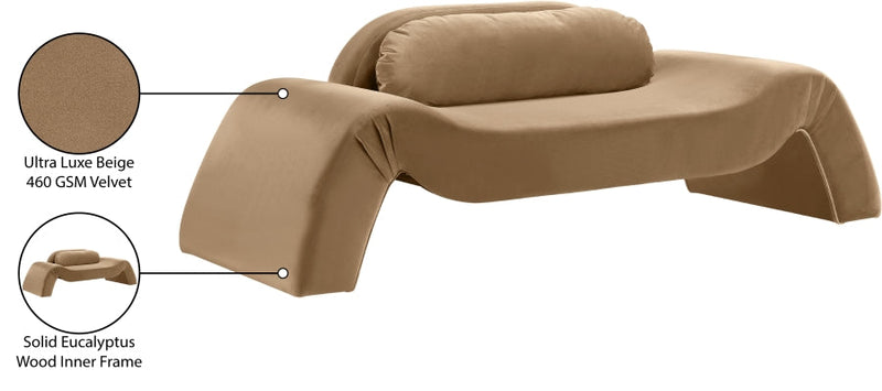Austin 87.5" Velvet Upholstered Upholstered Loveseat in Beige - 44008Beige-L