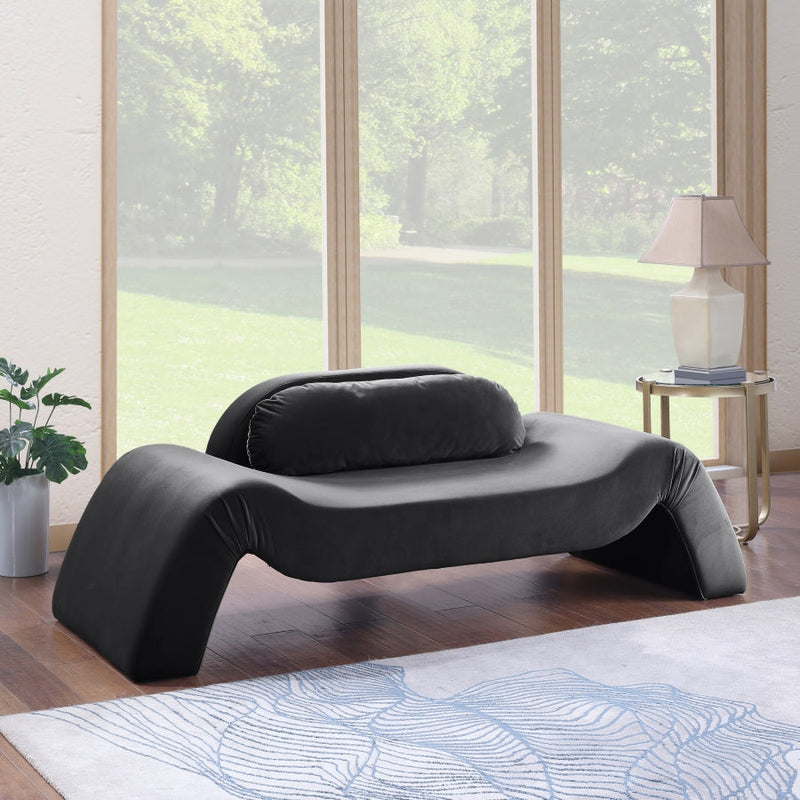 Austin 87.5" Velvet Upholstered Upholstered Loveseat in Black - 44008Black-L