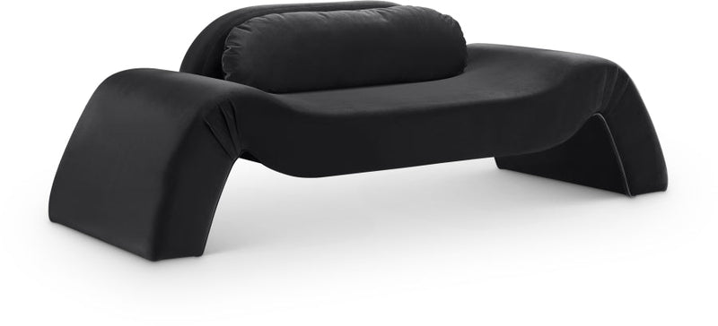 Austin 87.5" Velvet Upholstered Upholstered Loveseat in Black - 44008Black-L