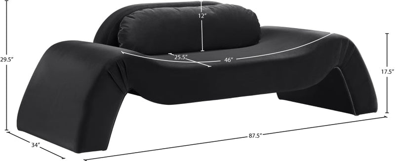 Austin 87.5" Velvet Upholstered Upholstered Loveseat in Black - 44008Black-L