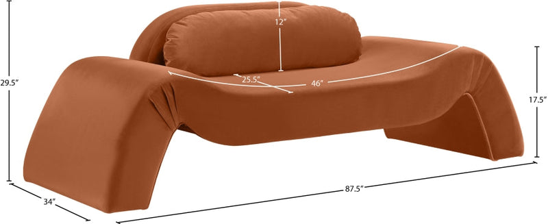Austin 87.5" Velvet Upholstered Upholstered Loveseat in Cognac - 44008Cognac-L