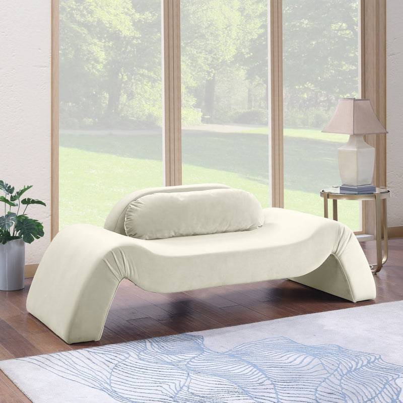 Austin 87.5" Velvet Upholstered Upholstered Loveseat in Cream - 44008Cream-L