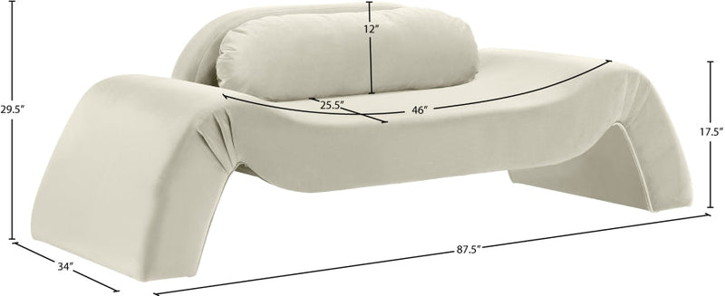 Austin 87.5" Velvet Upholstered Upholstered Loveseat in Cream - 44008Cream-L