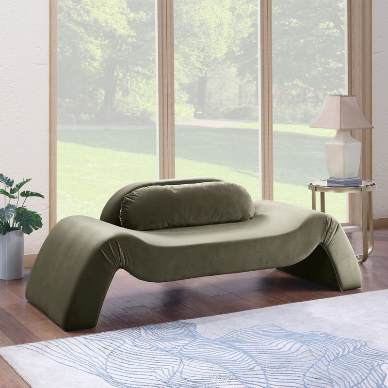 Austin 87.5" Velvet Upholstered Upholstered Loveseat in Green - 44008Green-L