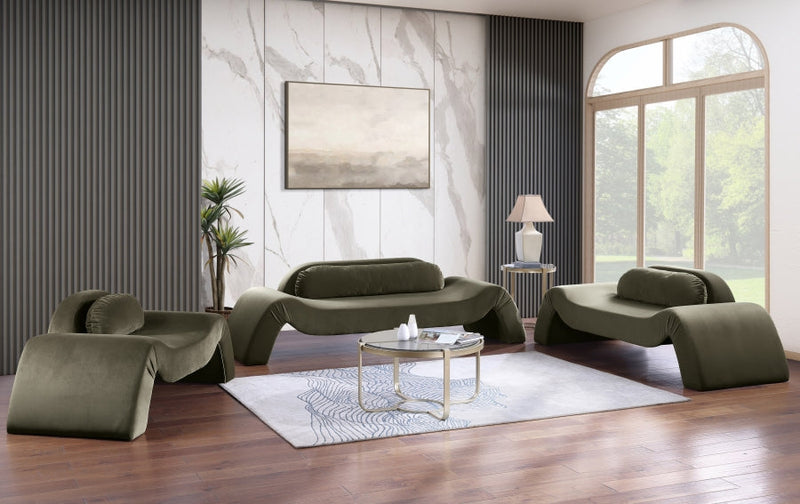 Austin 87.5" Velvet Upholstered Upholstered Loveseat in Green - 44008Green-L