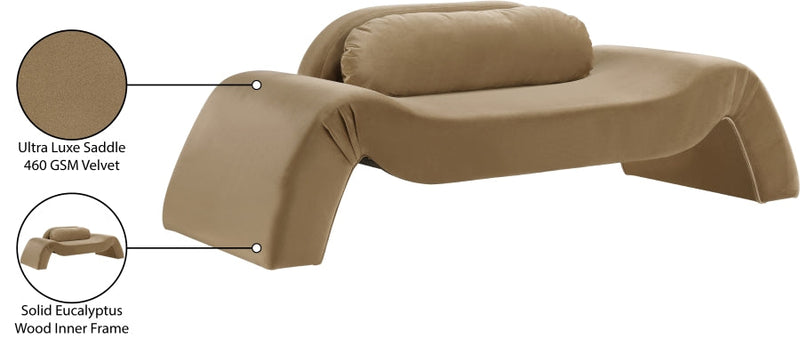 Austin 87.5" Velvet Upholstered Upholstered Loveseat in Saddle - 44008Saddle-L