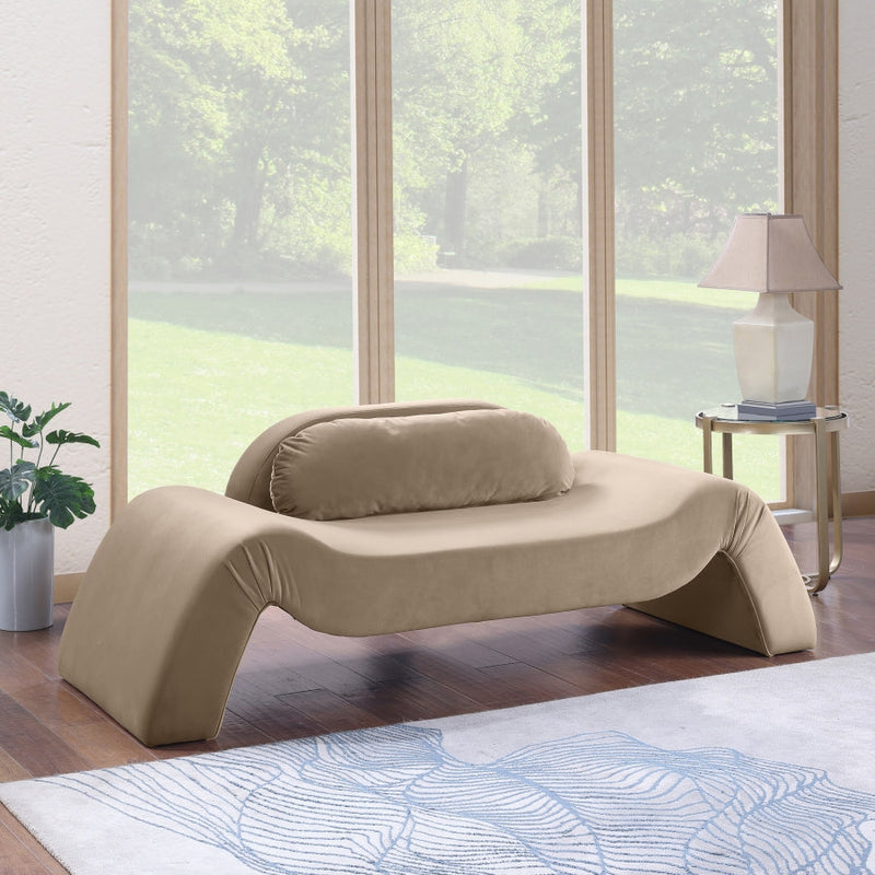 Austin 87.5" Velvet Upholstered Upholstered Loveseat in Taupe - 44008Taupe-L
